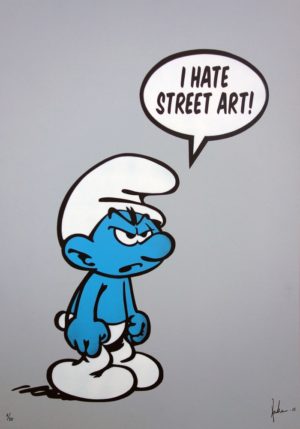 z FAKE ORIGINAL ON PAPER I HATE STREET ART SMURF GREY