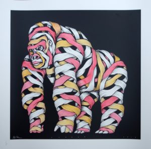 OTTO SCHADE GORILLA WATER COLOUR CORAL & ORANGE 1/2