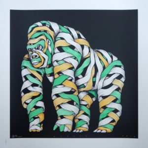 OTTO SCHADE GORILLA WATER COLOUR GREEN & ORANGE 1/2