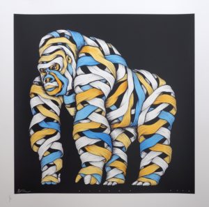OTTO SCHADE GORILLA WATER COLOUR BLUE & TANGERINE 1/12