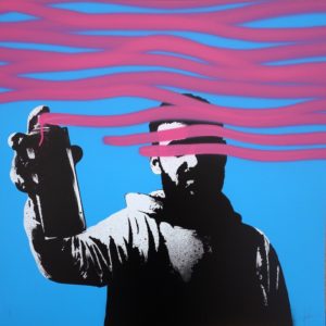 z FAKE SPRAY YOUR SCREEN P/P HAND FINISHED – SKY BLUE – MULTI