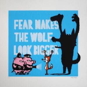 z MAU MAU FEAR MAKES THE WOLF LOOK BIGGER SKY BLUE