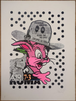 z A.CE BUNNY ROMA ? HAND PAINTED IN ACRYLICS WHITE 1/1 UNIQUE