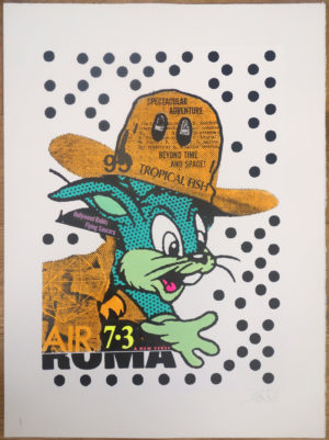 z A.CE BUNNY ROMA ? HAND PAINTED IN ACRYLICS WHITE 1/1 UNIQUE