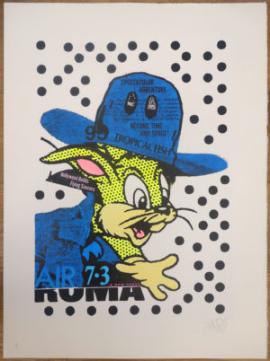 z A.CE BUNNY ROMA ? HAND PAINTED IN ACRYLICS WHITE 1/1 UNIQUE