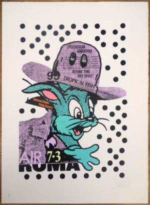 z A.CE BUNNY ROMA ? HAND PAINTED IN ACRYLICS WHITE 1/1 UNIQUE