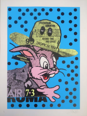 z A.CE BUNNY ROMA – HAND PAINTED IN ACRYLICS SKY EDITION OF 3