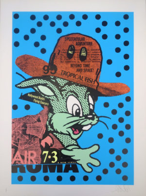 z A.CE BUNNY ROMA ? HAND PAINTED IN ACRYLICS SKY EDITION OF 7