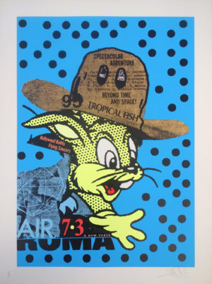 z A.CE BUNNY ROMA ? HAND PAINTED IN ACRYLICS SKY EDITION OF 7