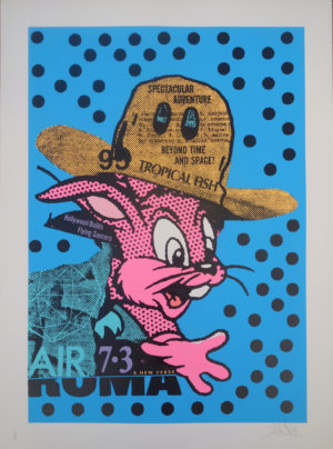z A.CE BUNNY ROMA ? HAND PAINTED IN ACRYLICS SKY EDITION OF 5