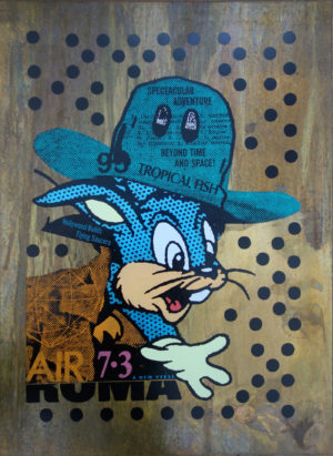 z ACE BUNNY ROMA – BRASS HAND PAINTED IN ACRYLICS 1/1 UNIQUE