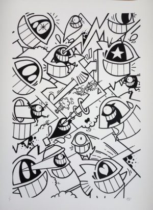 z EL PEZ HAPPINESS EVERYWHERE MONO HAND FINISHED EDITION OF 10