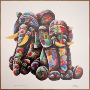 z LOUIS MASAI WORTH ITS WEIGHT IN GOLD HAND PAINTED GOLD LEAF BORN FREE CHARITY EDITION OF 23