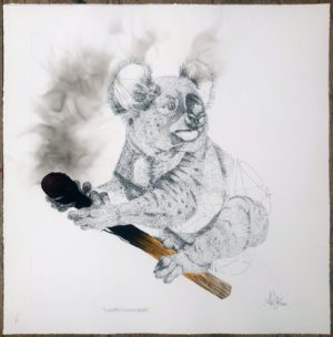 z LOUIS MASAI CLIMATE CHANGE TRUTHS ETCHING HAND PAINTED