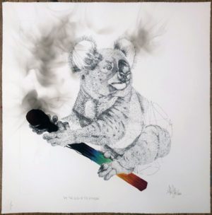 z LOUIS MASAI AT THE END OF THE RAINBOW ETCHING HAND PAINTED